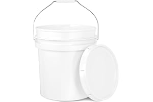 ECONOHOME 5-Gallon White Bucket Pail Container with Lid | Food Grade | Heavy-Duty Extra Durable | Metal Handles with Plastic Grip for Easy Carrying | Multi-Use | Easy Stack and Store | BPA Free