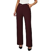 Pink Queen Womens Crossover Dressy Pants Business Casual Work Pants High Waist Pull On Trousers Office Slack