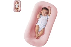 SAANERUEEN Baby Lounger Pillow Soft Organic Cotton Breathable Lounger for 0-18 Months, Newborn Lounger for Baby, Baby Lounger for Newborn (Pink Color)