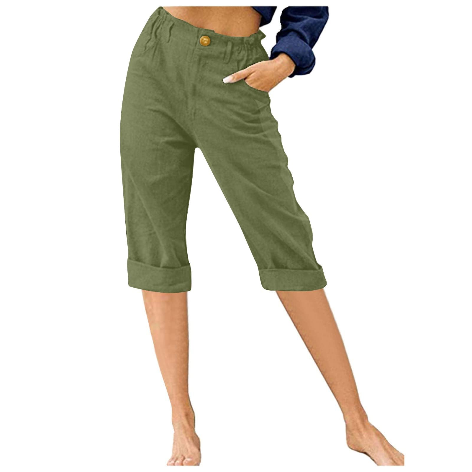 FOCLMP Womens Summer Capris Pants Dressy Causal