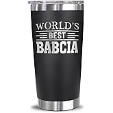 AcevedoDesign World's Best Babcia Tumbler - Best Babcia Laser Engraved - Babcia Mug - Father's Day Gift - Birthday Gift For Babcia - Babcia Coffee Mug - Stainless Steel Travel Tumbler 20Oz, Black