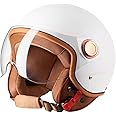 Vintage 3/4 Open Face Vespa Helmet for Men Women,DOT Approved Adults Retro Motorcycle Half Helmet Street Jet-Moped Helmet,Cruiser Chopper Scooter Motorbike ATV Helmets with Visor.