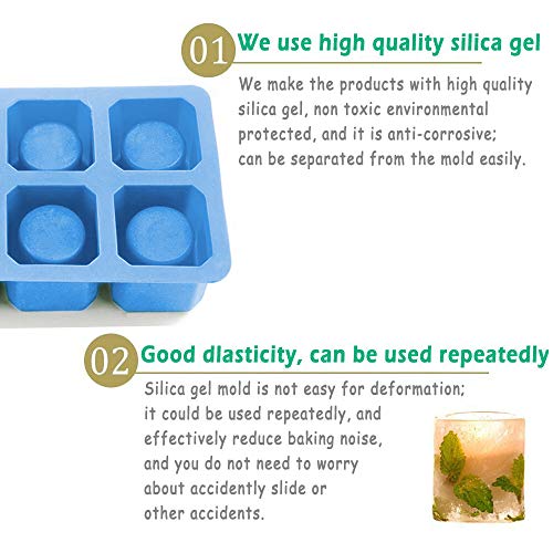 IC ICLOVER Silicone Ice Shot Glass Mold, 6 Cups Square Green Ice Cube Tray, Jelly Tray, Chocolate Mold,Food Grade Silicone Ice Shot (1 PACK BLUE)