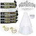 Bachelorette Party Decorations Kit, Smarimple Bridal Shower Supplies - 7 Unique Bachelorette Party Sashes, Metal Rhinestone Tiara, 12 Metallic Tattoos, Veil