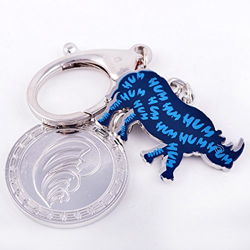 Feng Shui Blue Rhinoceros and Elephant Protection KeyChain Charm Amulet Handbag Hanging (W1071)