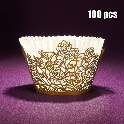 Cupcake Liners For Weddings. Cupcake Wrappers 100pcs Gold Rose Lace
