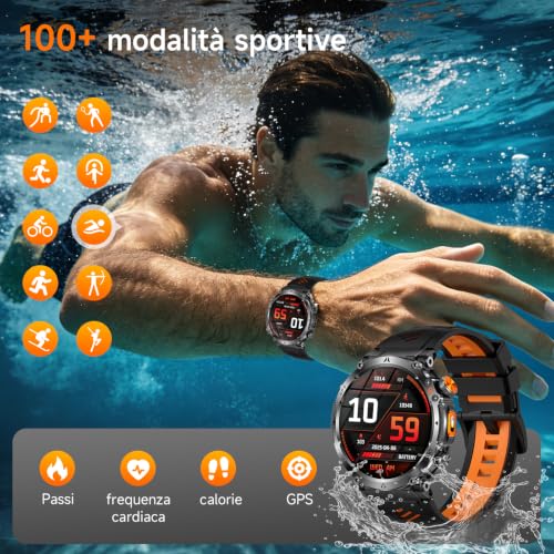 GPS/AI-GPT Men's Smartwatch, 1.7 Inches Smartwatch with Bluetooth Calls | 3ATM, Torch, Compass, 850 mAh Battery, Sleep Monitor and Heart Rate Monitor, 100+ Sports Modes for IOS/Android