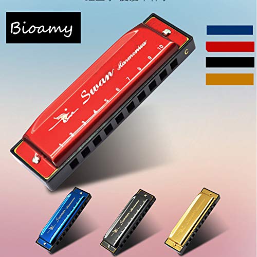 Harmonica Professional Harp Harmoc Key of C 10 Hole Polyphony Diatonic Mouth Organ with Case for Blues Folk Jazz Pop for Adult Kid Children Student Teaching Beginner Gift Blue