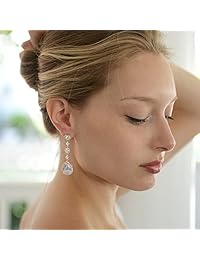 Mariell - Pendientes colgantes de plata, oro o oro rosa para mujer, novia, boda