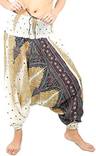 vvProud Hippie Style Bohemian Clothes Smocked Waist Rose Flower Printed Harem Pants, Perfect for Yoga, Men, Women, Free Size
