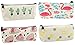 Blue Panda Pencil Bags- Set of 4 Pencil Pouch Organizers for Home and Office, Ideal for Students, Travel Cosmetic Makeup Bag for Women, 4 Designs, 8 x 3.5 x 1 Inches