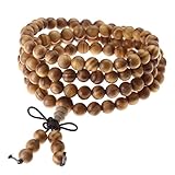 JOVIVI 8mm Natural Wood Bracelet Link Wrist Necklace 108 Tibetan Buddhist Prayer Beads Buddha Mala