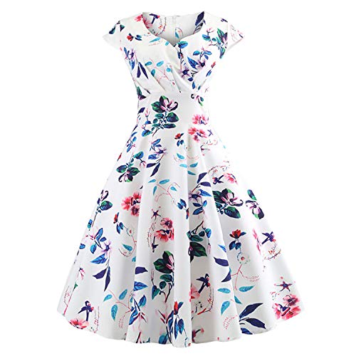 Casual Summer Dress Women Short Sleeve Vintage Elegant Swing Party Dresses 001 XXL