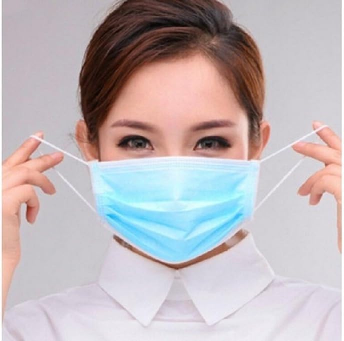 Medifine Disposable Face Mask 3 Ply Elastic with Bacteria Filter (Pack of 100) (Blue)