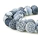 BEADNOVA 10mm Black Frosted Agate Unpolished Cracked Matte Gemstone Gem Strand Round Loose Beads for Jewelry Making