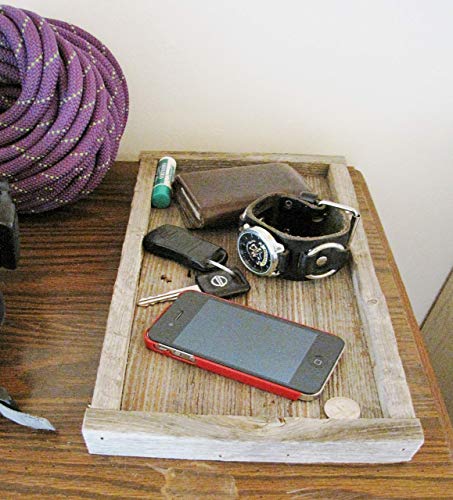 Men's Valet Tray, Gift for Him, Mens Dresser/Nightstand organizer, Rustic Wood Keys and Wallet holder, Fathers Day-Husband Birthday gift. - Thumbnail 5