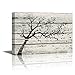 wall26 Canvas Print Wall Art Tree Silhouette with Leaves on White Wood Panels Nature Plants Illustrations Modern Art Rustic Scenic Relax/Calm Cool for Living Room, Bedroom, Office - 12