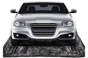 Rengue Garage Floor Mat, 7.8 * 16ft Garage Flooring Rug for Compact Car, Protect Floor from Mud Oil Stains, Waterproof Snowproof Rainproof, Weather-Resistant Sturdy, Easy to Clean Store, Black