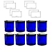 8 oz Cobalt Blue PET Plastic Jar with Black Smooth Lids (8 pack)