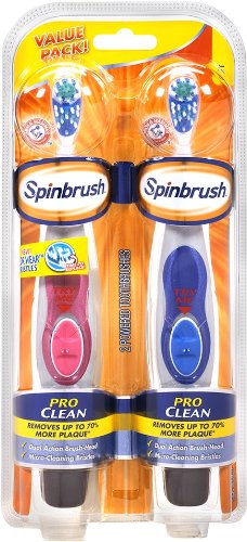 Spinbrush Pro Clean Soft Powered Toothbrush Twin Pack