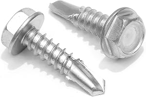 Bolt Dropper #10 x 3/4-Inch Stainless Steel TEK Screws - Pack of 100 Self Tapping Screws - Corrosion-Resistant External Hex Washer Head Screws for Wood, Metal, Wet Environments, and Outdoor Projects