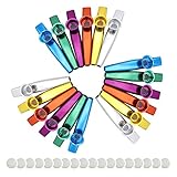 Petift 6 Colors 18 Pack Metal Kazoo Musical Instruments Flutes Companion With 18 Pieces Kazoo Diaphragms for Guitar,Ukulele, Violin, Piano Keyboard for Kids Music Lovers
