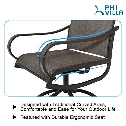 PHI VILLA Patio Swivel Dining Chairs Set of 2, Outdoor Kitchen Garden