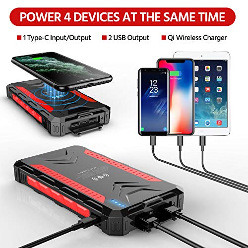 SolarChargerPowerBank 36800mAh Portable Charger,18W PD QC3.0 Fast Charger Dual USB Port