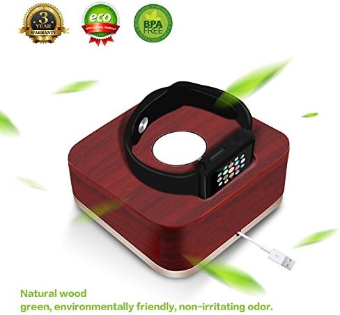Apple Watch Charger Stand Wooden Splicing Type Apple Watch Stand for Apple Watch ChuangSiAo Support Stand with Integrated Cable Management Slot(38mm &amp; 42mm compatible) Gift Idea Men Women Dad Red Wine