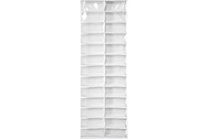 Hoodie Organizer, Over The Door Sweatshirt Organizer Hanging Clear Door Shoe with 26 Pocket Foldable Heavy Duty Toy Storage