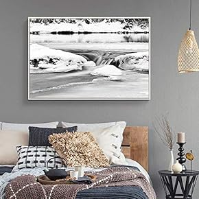 Framed Canvas Wall Art for Living Room, Bedroom Winter Cascade Canvas Prints for Home Decoration Ready to Hang - 16x24 inches