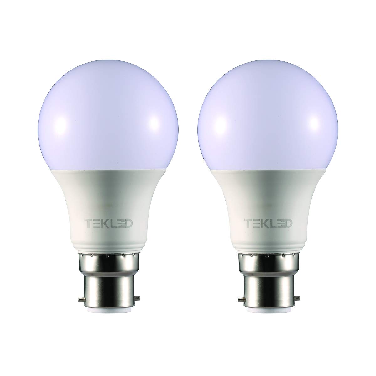 TEKLED LED GLS A60 Bulbs Dimmable B22 Bayonet Cap 7W (60W Equiv.) 2700K Warm White Soft Glow Pack of 2