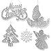 Assorted Silver Christmas Ornaments - Pack of 39 silver and white glitter ornaments - Merry Christmas, angels, doves, xmas trees and snowflakes - Christmas Decorations
