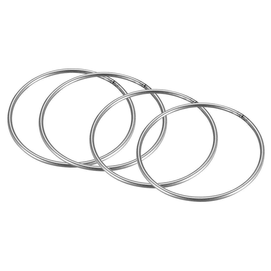 sourcing map 201 Stainless Steel O Ring 80mm(3.15") Outer Diameter 3mm Thickness Strapping Welded Round Rings 4pcs