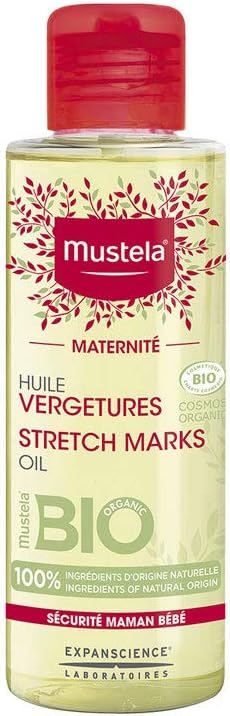 Mustela Maternity Organic Stretch Marks Oil Fragrance-Free 105ml, Bianco