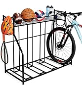 BIRDROCK HOME 4 Bike Stand Rack with Storage – Metal Floor Bicycle Nook – Great for Parking Road,...