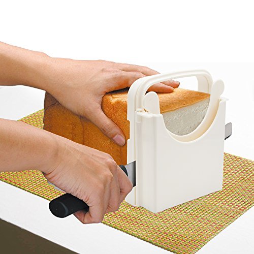 Bread Slicer, Adjustable Bread/Roast/Loaf Slicer Cutter, Sandwich Maker Slicing Machine Folding and Adjustable Handed Bread Slicer with 5 Slice ThicknessesÂ  (White 2)