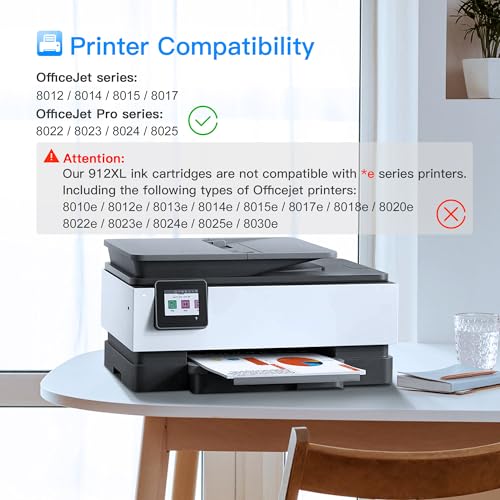 LxTek 912 XL 912XL Compatible with HP 912 XL Pack of 4 Ink Cartridges for HP Officejet Pro 8022 8025 8020 8024 8023 for HP Officejet 8010 8012 8014 8015 8017 (Black Cyan Magenta Yellow, 4 Pack)