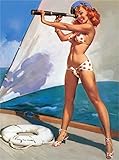 1940s Pin-Up Girl Ship Ahoy Boat Ocean Seashore Picture Poster Print Art Pin Up