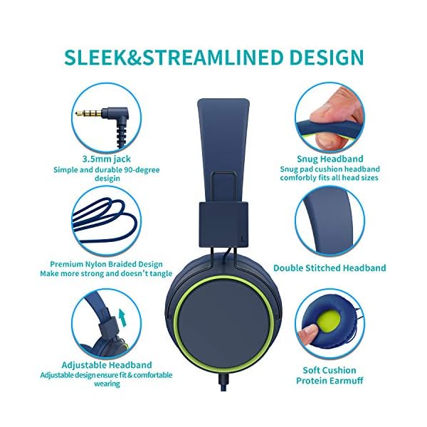 CCHKFEI-Kids-Headphones-Wired-Headphones-for-Kids-Adjustable-Headband-Stereo-Sound-Foldable-85dB-Safe-Volume-Limited-Childrens-Headphones-for-ChildrenTeensBoysGirls CCHKFEI Kids Headphones -Wired Headphones for Kids, Adjustable Headband Stereo Sound Foldable 85dB Safe Volume Limited…