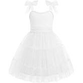Arshiner Girls Dresses Summer Sleeveless Bow-Tie Straps Formal Fancy Party Birthday Tulle Dress