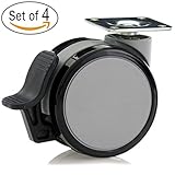 Katu BK-GB6505-28 Set of 4 Furniture Swivel Plate Caster with Brake for hardwood floors, Diameter 2 9/16