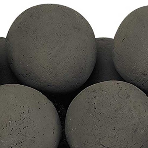 American Fireglass Uniform Ceramic Lite Stone Fire Pit Balls (AFG-FBL-TG-18-U), Set of 11, Thunder Gray