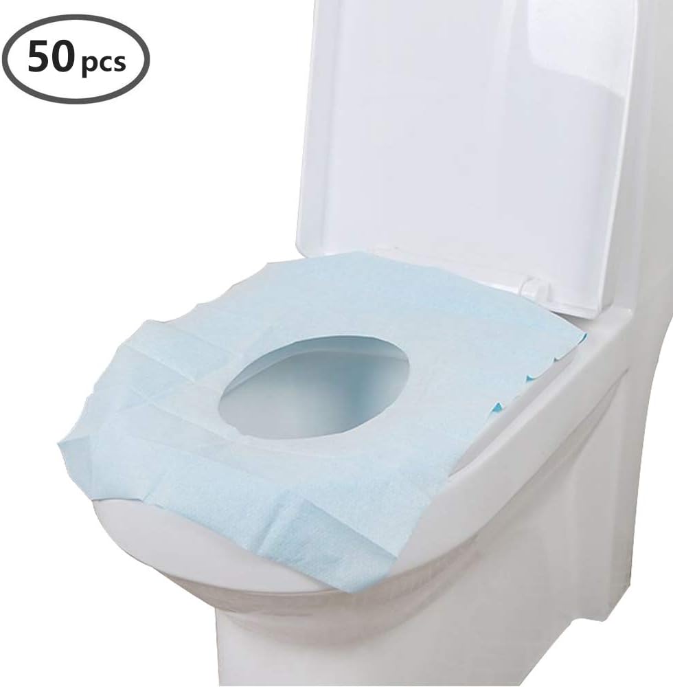 Portable Disposable Paper Toilet Seat Covers for Travel,Waterproof Antimicrobial Maternal Disposable Toilet Mat - 18"L x 15"W (White5)
