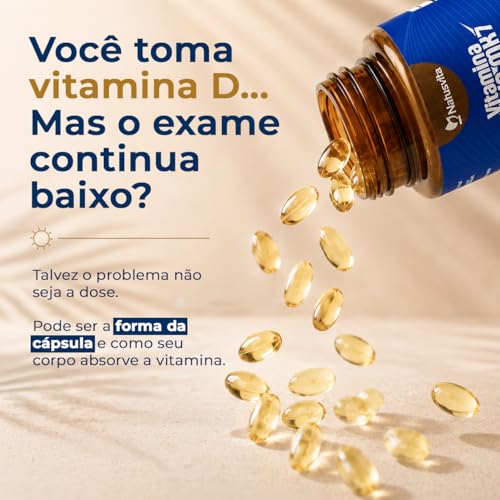Vitamina D3 2.000 UI + K2 MK7 com TCM e Óleo de Oliva Prensado a Frio em Cápsulas