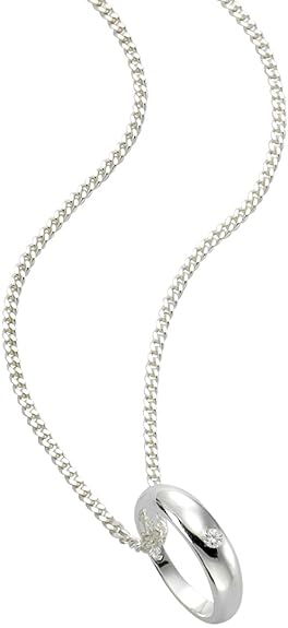 Zeeme for Kids Kinder-Taufring mit Kette in 925/- Sterling Silber mit Diamant 0,01ct 36-38cm 500243753-1
