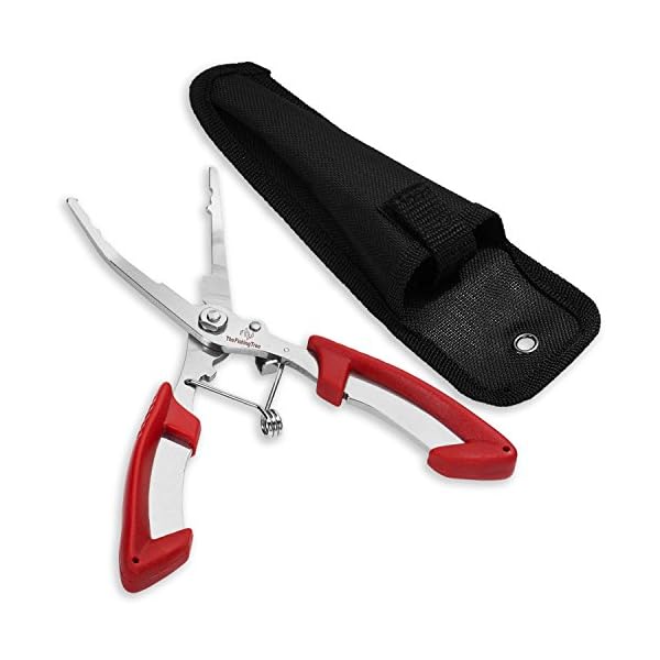 Fishing-Pliers-65-Inch-Stainless-Steel-Long-Needle-Nose-for-Split-Ring-Sharp-Line-Cutter-Sheath-Kayak-or-Boat-Accessories-Compact-Lightweight-Gear-by-The-Fishing-Tree