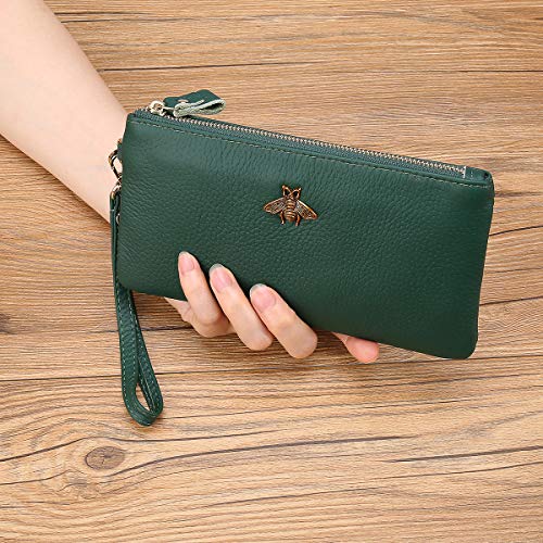 imeetu Clutch Handbag, Genuine Leather Wristlet Wallet Purse with Wrist Strap