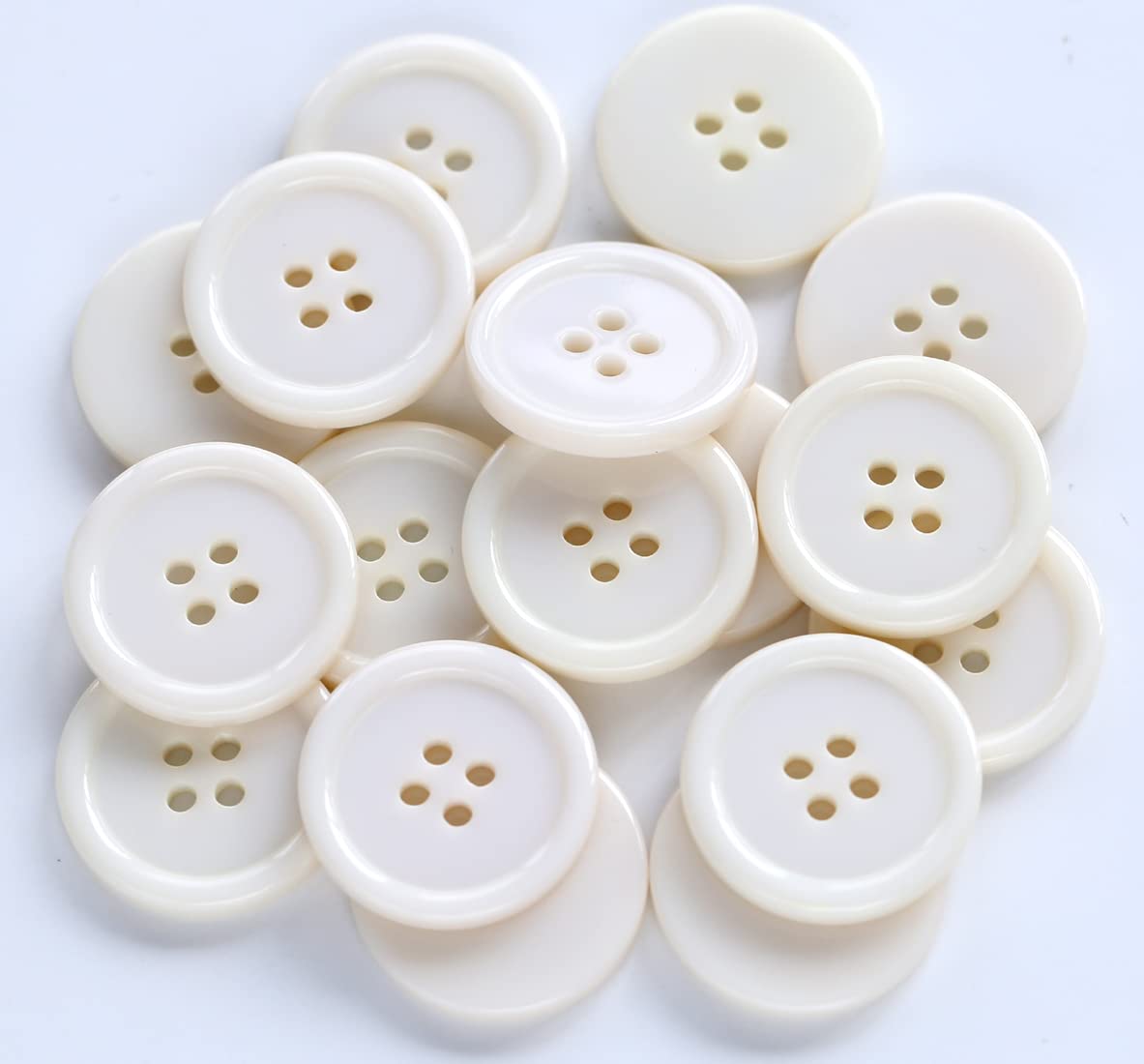 Photo 1 of GANSSIA 1 Inch (25mm) Round 4 Holes Buttons for Sewing Flatback Beige Color Button DIY Crafts Pack of 50 PCS