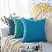 MERNETTE New Year/Christmas Decorations Linen Decorative Square Throw Pillow Cover Cushion Covers Pillowcase, Home Decor for Party/Xmas 18x18 Inch/45x45 cm, Turquoise, Set of 2